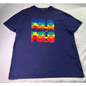 Polo Ralph Lauren T-Shirt Mens XL Classic Fit Stacked Logo Navy Blue Graphic Tee